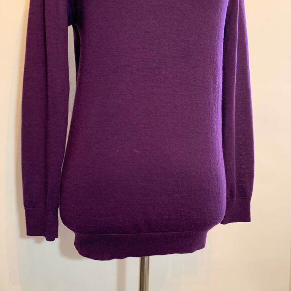 Sandro deep purple open criss cross back wool blend sweater size 1 or Small - Picture 3 of 12